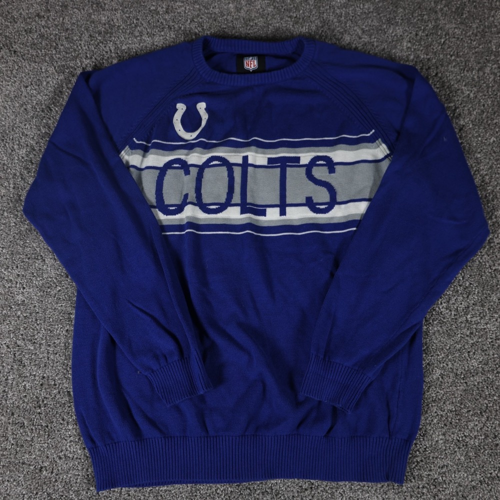 NFL Indianapolis Colts Sweater Mens XXL Blue Cotton Knit Crewneck Football